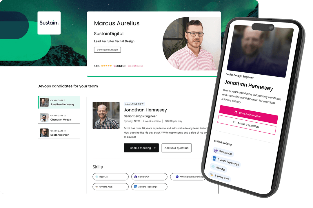 A branded interactive Floats candidate profile
